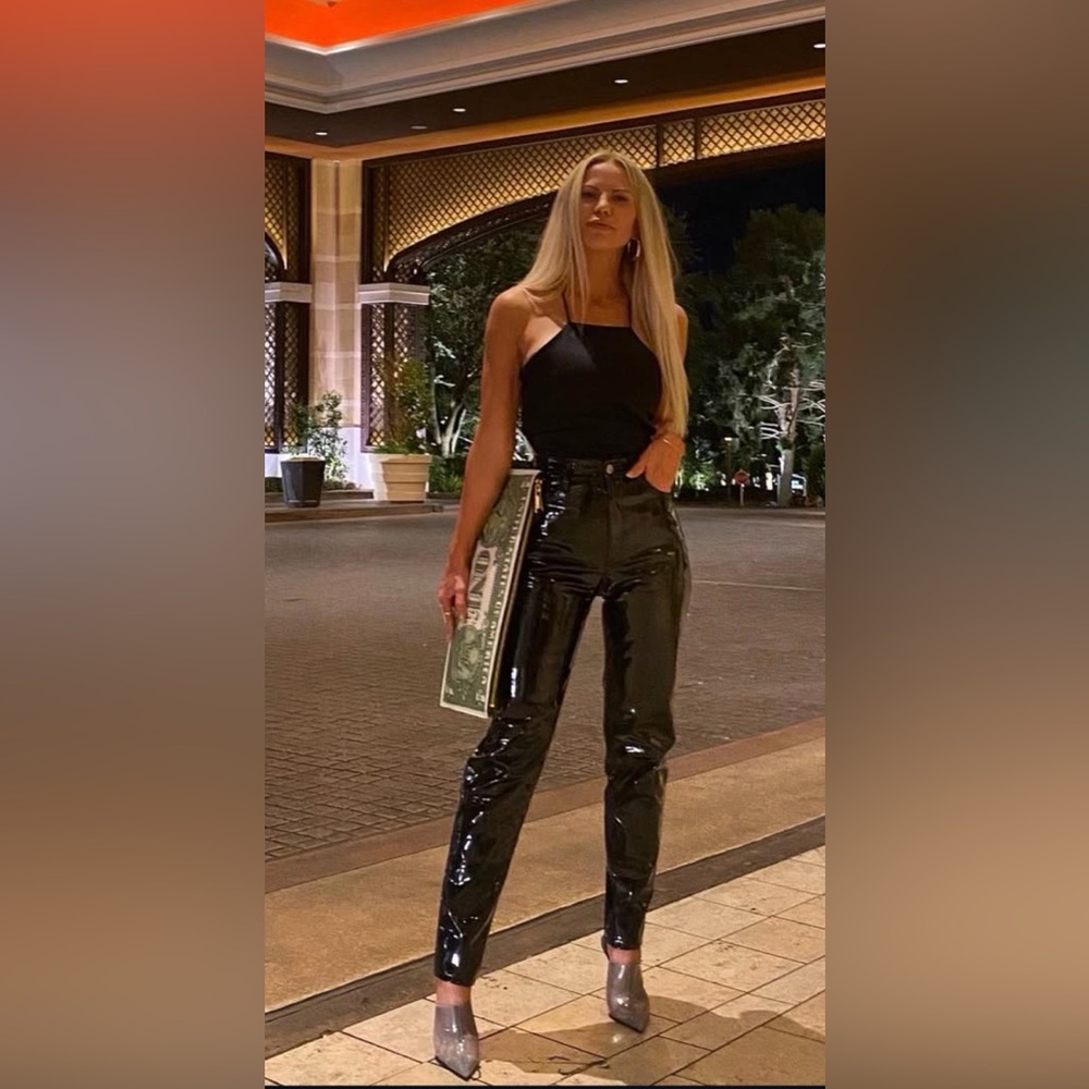 Black High-Waisted Attico Latex Pants